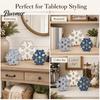Winter Farmhouse Shelf Ornaments 3 Pcs Snowflake Wooden Signs, Rustic Table Decoration, Hollowed Out Crafts Block Sign for Christmas Tiered