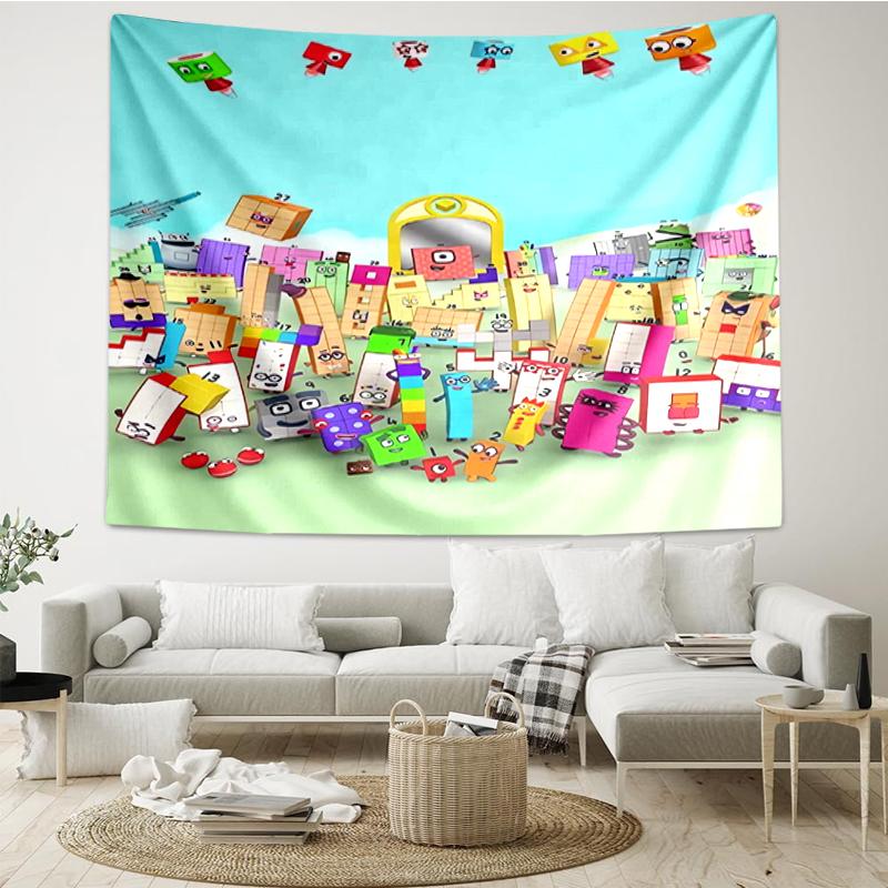 Numberblocks Druck Wandteppich, Hintergrund, Einfache Montage, Ideal für Schlafzimmer, Büro & Wohnzimmer, mit Ästhetischer Wanddekoration zum Aufhängen.
