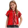 Boys Girls Metallic Hooded Vest Sleeveless Zipper Shiny Hoodie Jazz Dance Stage Performance Vest