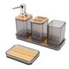 Bathroom Accessories Set Bath Ensemble Set with Toothbrush Holder Cup Lotion Bottles Soap Dish Tray