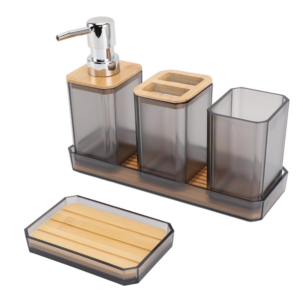 Bathroom Accessories Set Bath Ensemble Set with Toothbrush Holder Cup Lotion Bottles Soap Dish Tray