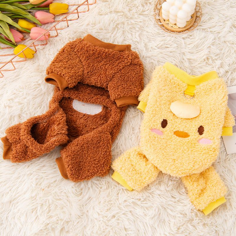 Pet clothes autumn and winter cute cute animal three-dimensional bear yellow duck cute dog clothes cat clothes winter