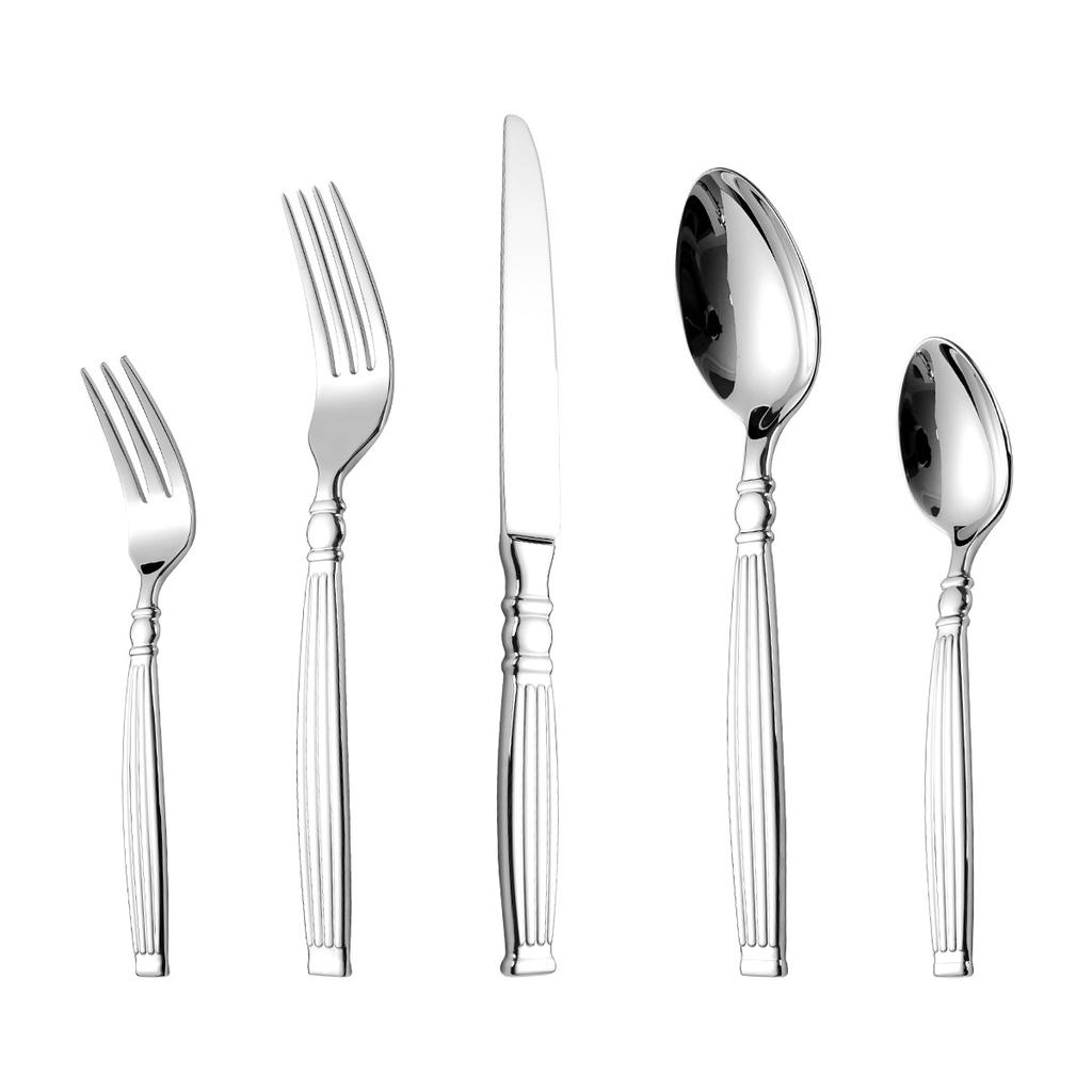 roman column Western Silver Cutlery Set Elegant Striped Handle Tableware Stainless Steel 304 Knife Fork Spoon spoon and fork set
