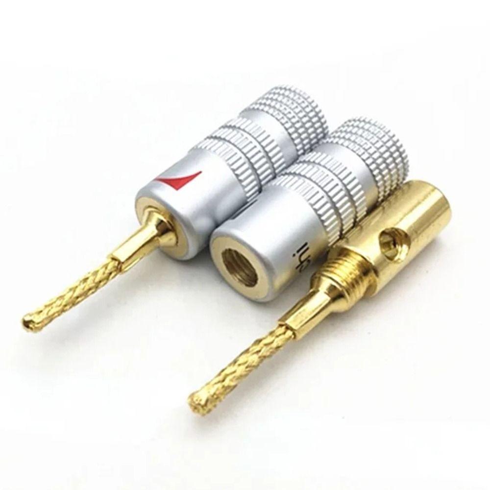 24K Musical Sound Banana Plug Pin Screw Type for Speaker Wire Speaker Wire Cable Connectors Gold Plated with Screw Lock