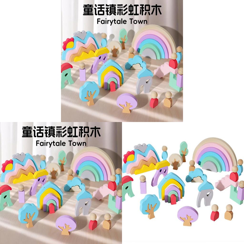 Wooden Creative Rainbow Building Blocks For Early Learning And Kids Educational Toys