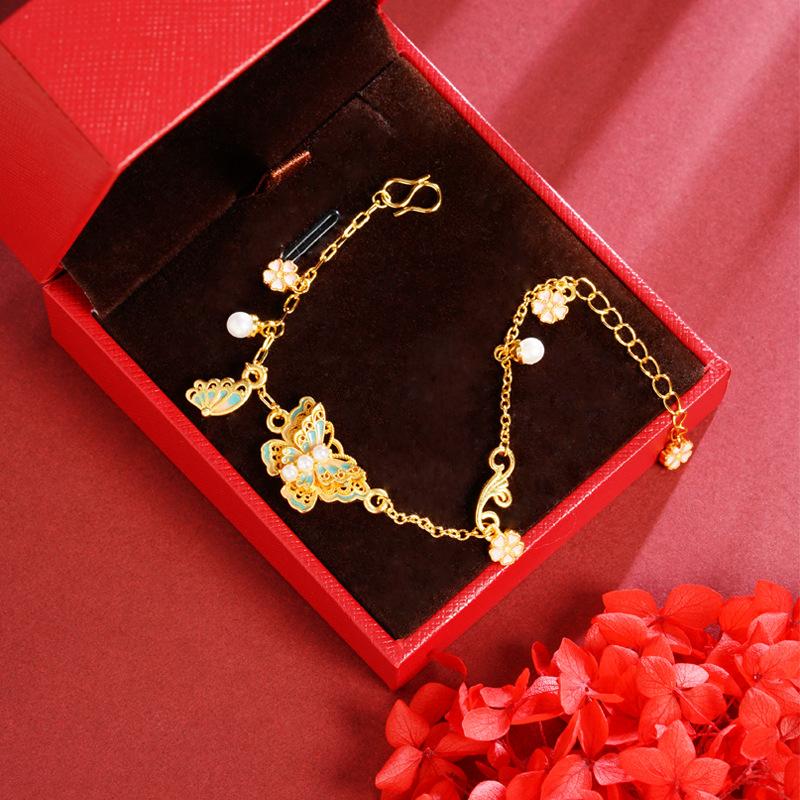 Youmeng Diesheng Bracelet Sakura Butterfly Girls Versatile Temperament High-end Bracelet One Size(16-22CM)