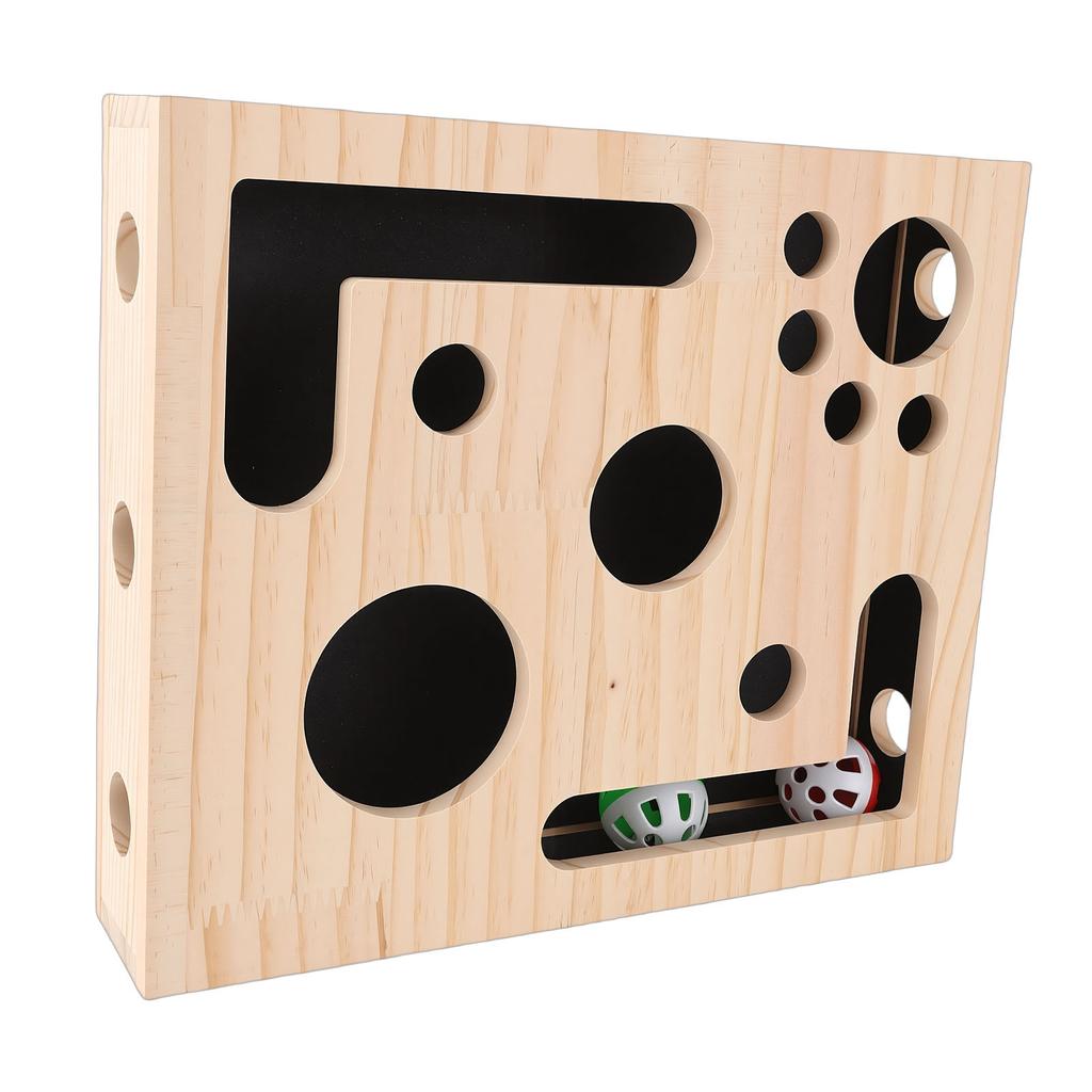 Cat Interactive Puzzle Box Toy Solid Wood Intelligence Training Cat Scratch Enrichment Box for Indoor Kitten Kitty