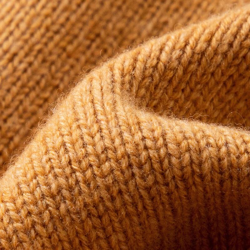TUHUANG Women's Pure Wool Color-block V-neck Cardigan Sweater