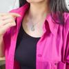 Women's S925 Sterling Silver Gourd Necklace Natural Crystal Topaz Garnet Clavicle Chain Jewelry Gift