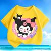 Kuromi Cartoon Pattern T-shirt for Summer New Children's Comfortable Round Neck Loose Short Sleeved Fashionable Parent-child Top