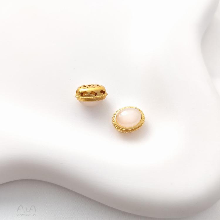 Dull Gold Cat's Eye Stone Spacer Beads with Imitation Jasper for DIY Bracelets and Necklaces