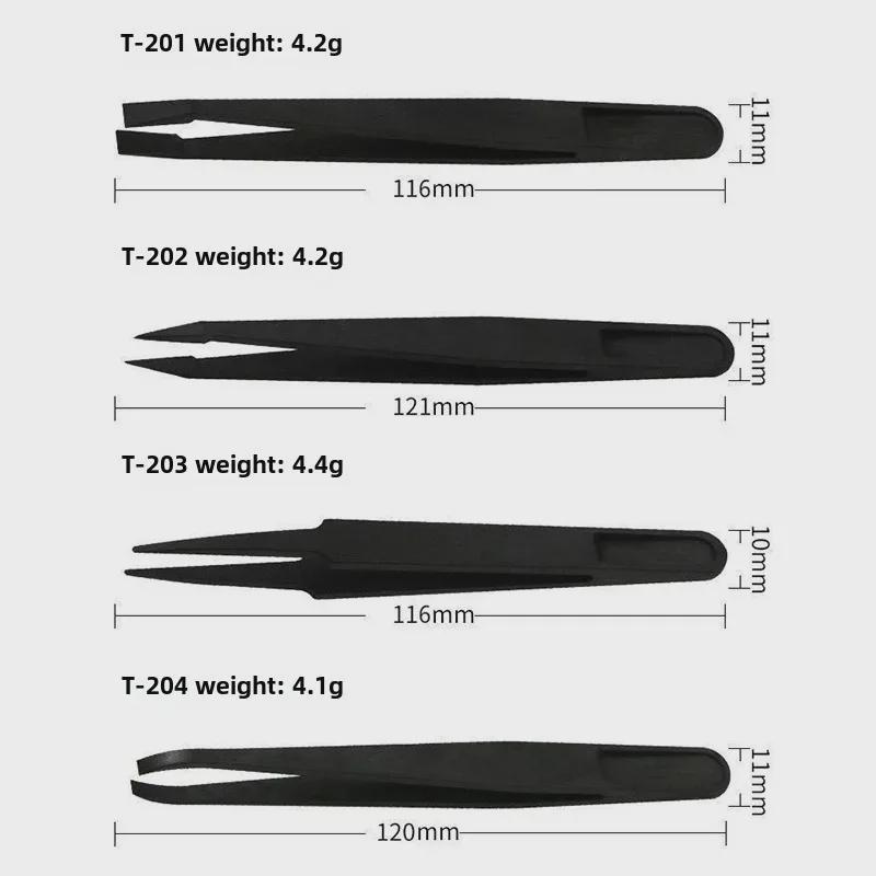 Durable 8 Black Tweezers for Digital Appliance Repair & Tight Spaces