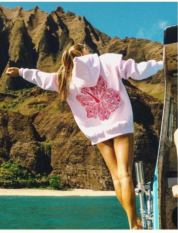 European Size Coconut Wave Embroidery Hoodie with Drop Shoulder Sleeves