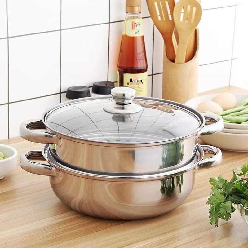 Universeller Multifunktions-Dampfgarer Hot Pot für Induktions- und Gasherde - Verdicktes Mehrschicht-Kochgeschirr für die Heimküche