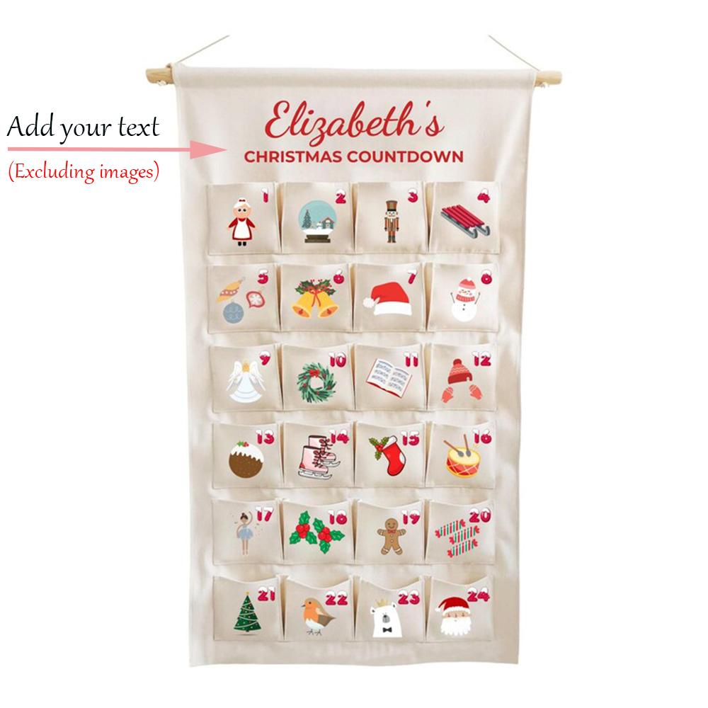 Personalized Advent Calendar Christmas December Countdown Calendar for Boys and Girls Custom Reusable Xmas Calendar Surprise
