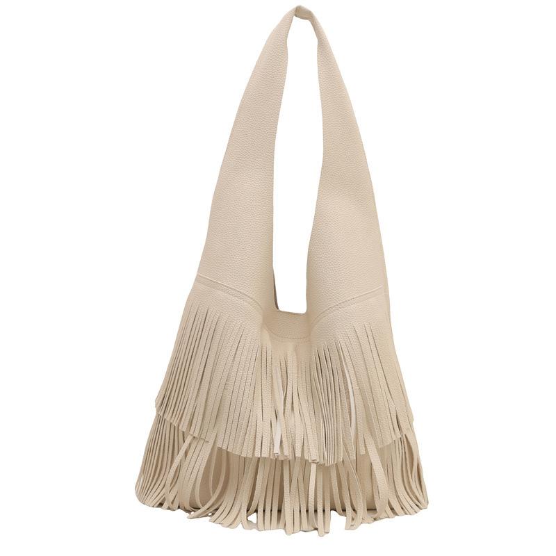 Retro Trendy Fringed Bag Women's Bag 2025 New Casual Large-capacity Underarm Shoulder Portable Bucket Bag