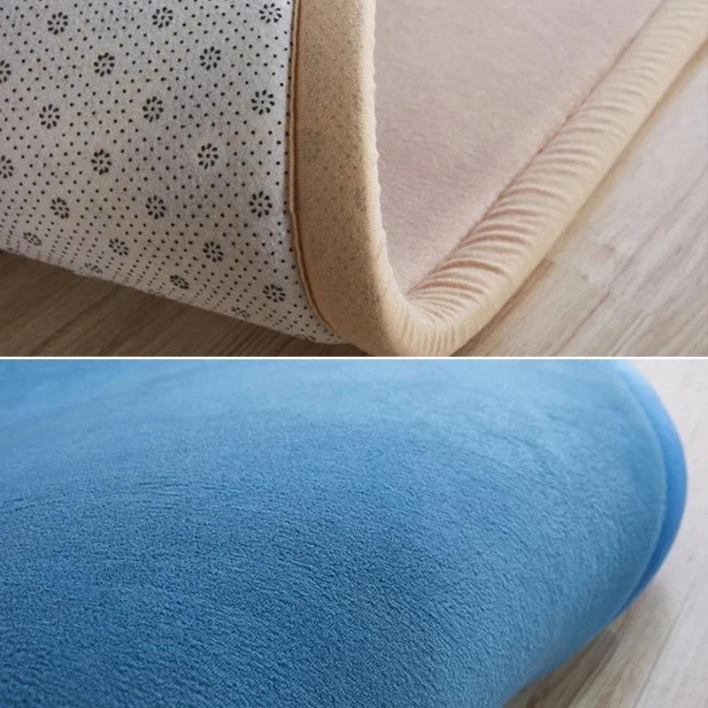 Thick Solid Color Rectangular Carpet For Living Room Ckildren Bedroom Play Rug Bay Window Soft Mat Baby Anti-fall Crawling Pads