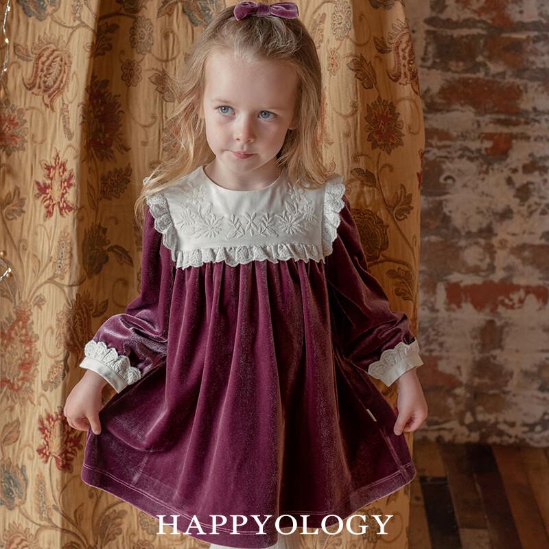 Happyology Girls  Velvet Lace Princess Long-Sleeve Dress 2Y коралл розовый