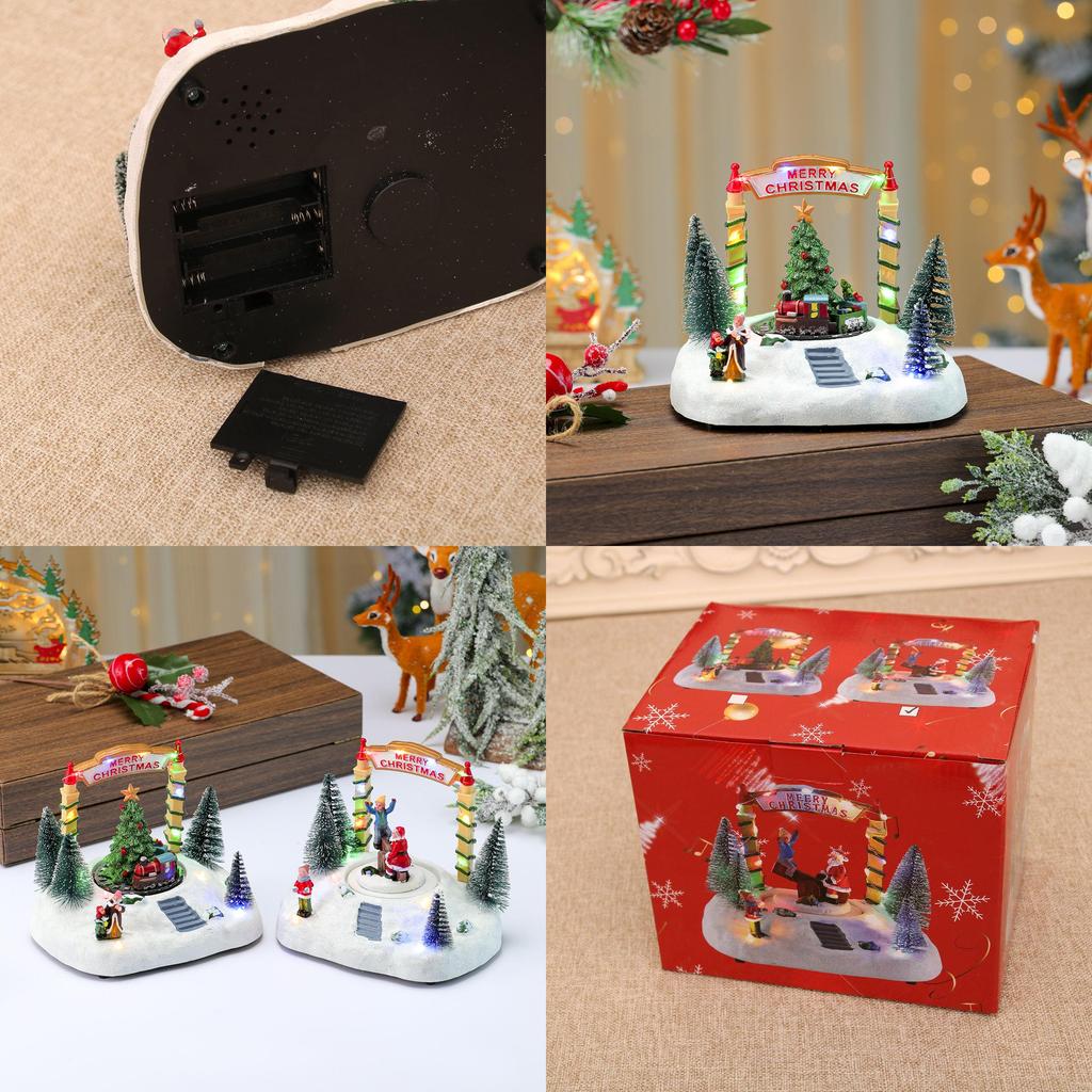 Resin Rotating Seesaw Music Box Snow Scene With Christmas Decor For Holiday Gifts And Ornament Display