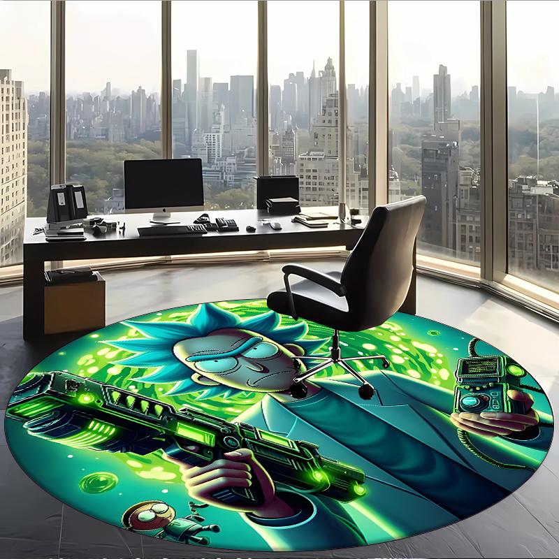 Rick And Morty (5) Round Office Rug Decorative Floor Rug for Office Bedroom Living Room and Home Space