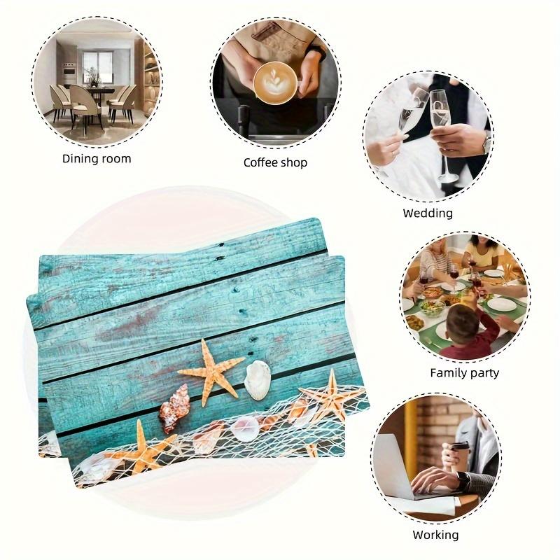 1pcs Blue Starfish Design Home Decor Kitchen Table Mats, Printed Insulation Table Mats
