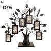 Family Tree Picture Frame Metal Tree Photo Frame Stand with 6 Ornamental 1.77" X 2.56"/2.17" X 3.15" Frames for Wall Table Decor