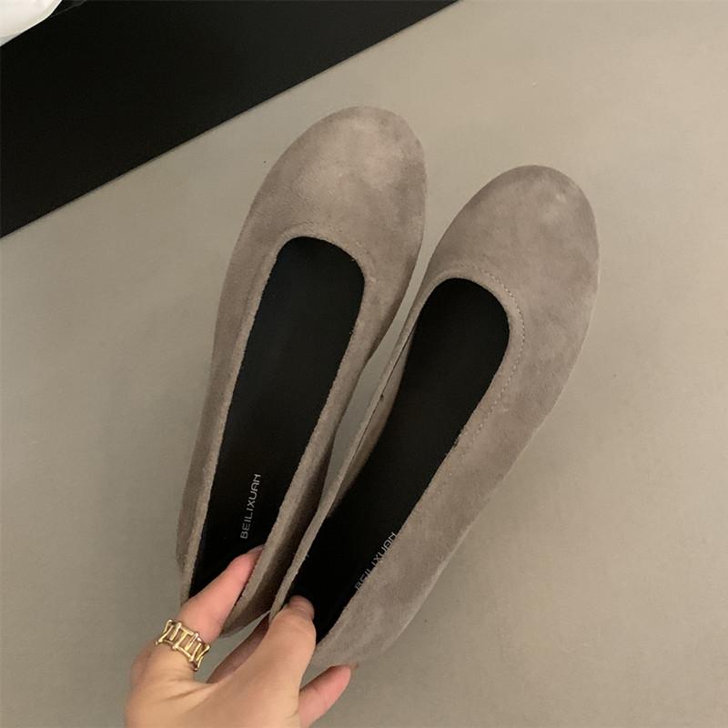 Mode Bailamos Brandneue Damen Flats Damen Casual Ballerinas Weiches Leder Elegante Kleiderschuhe Runde Zehenpartie Flache Slipper