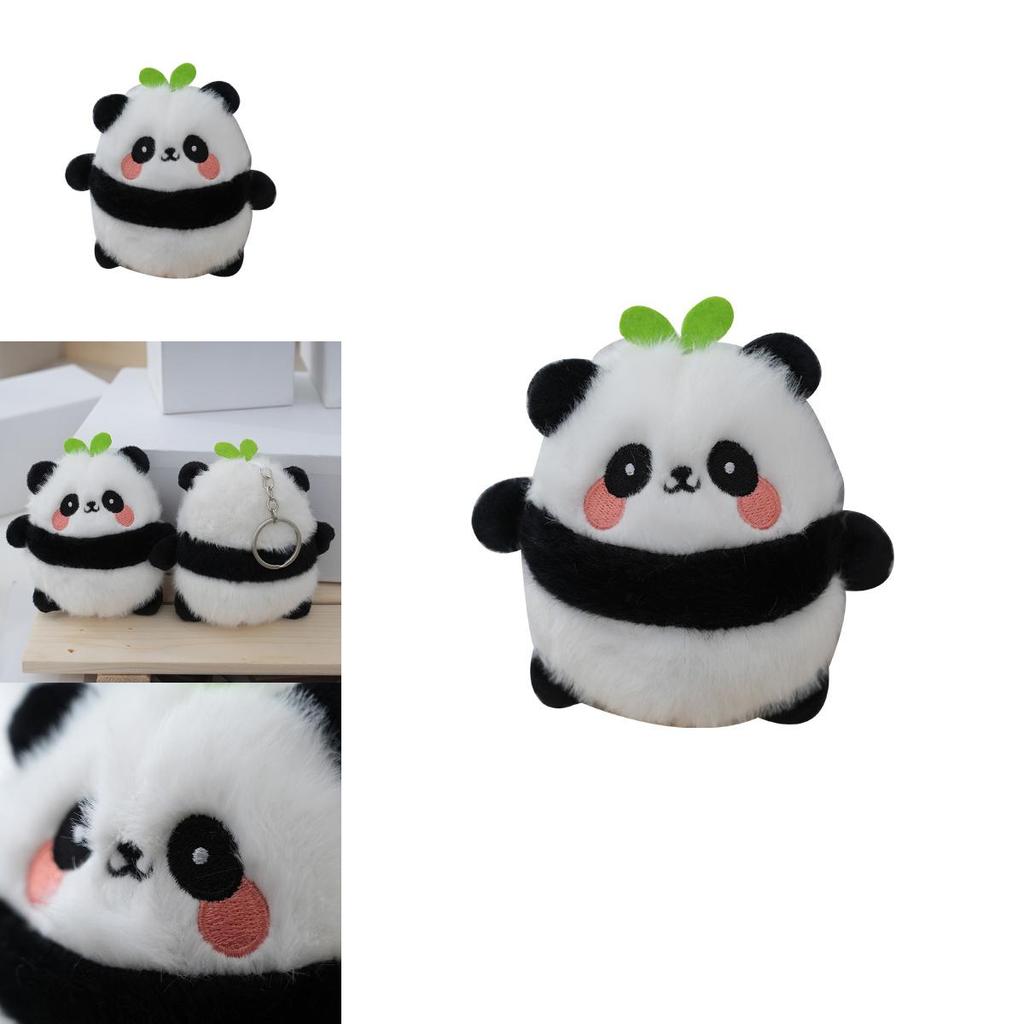 Charming Fluffy Panda Keyring Cute Animal Plush Doll With Pp Cotton Filling