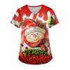 Ladies' Christmas Printed Fashionable V-neck Pocket Short Sleeved  Uniform And Caregiver Top