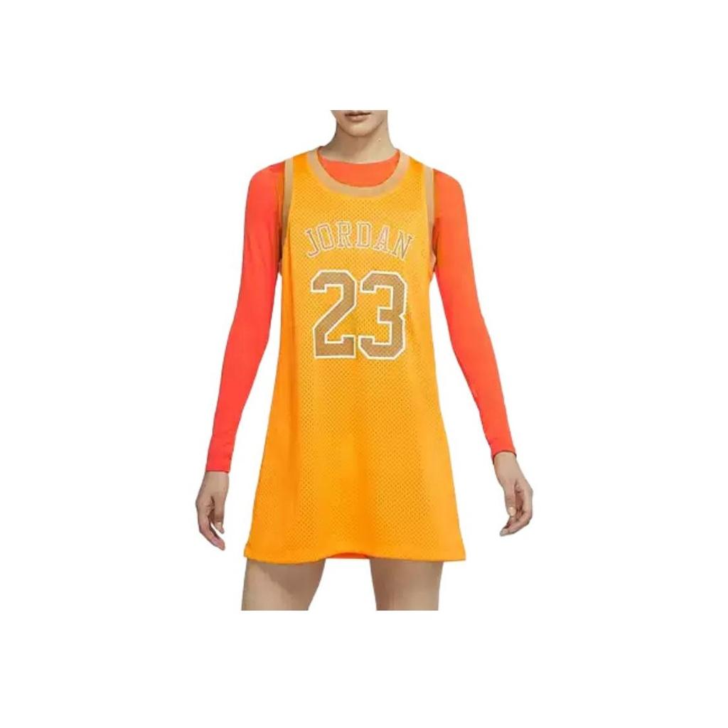Jordan Logo Print Breathable Basketball Sleeveless Dress Women Dress Yellow DO5030-705