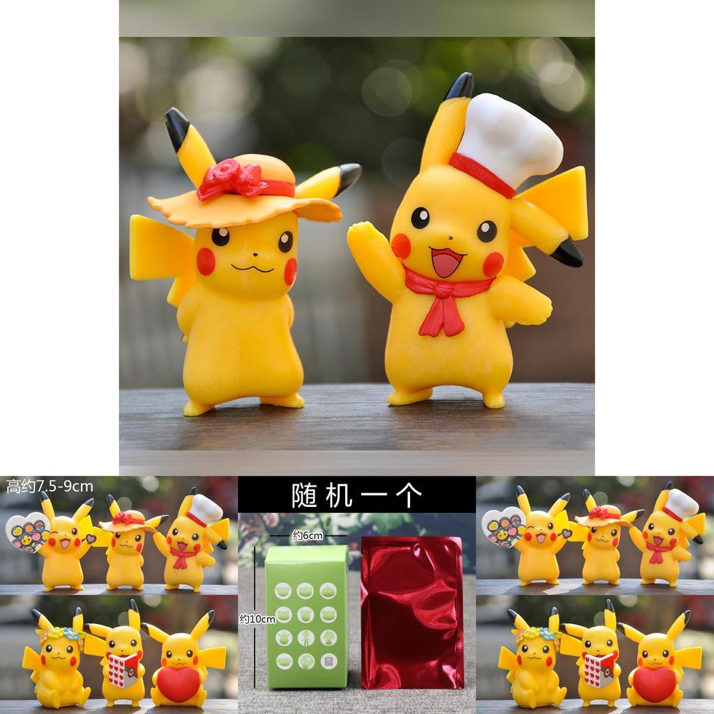 Figura de Pvc do Pokémon Pikachu Caixa Surpresa Decoração de Mesa Para Colecionadores e Fãs