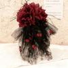 Mesh Peony Flower Hair Clips Crystal Fluffy Shark Clip Elegant Mesh Tassels Hair Claw  Women