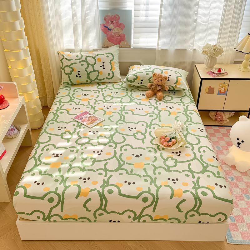 Pure Cotton Fitted Sheet Single/Queen Size Bed Cover Skin-friendly Bedsheets Home Bed Linen Couvre Lit (No Pillowcase)