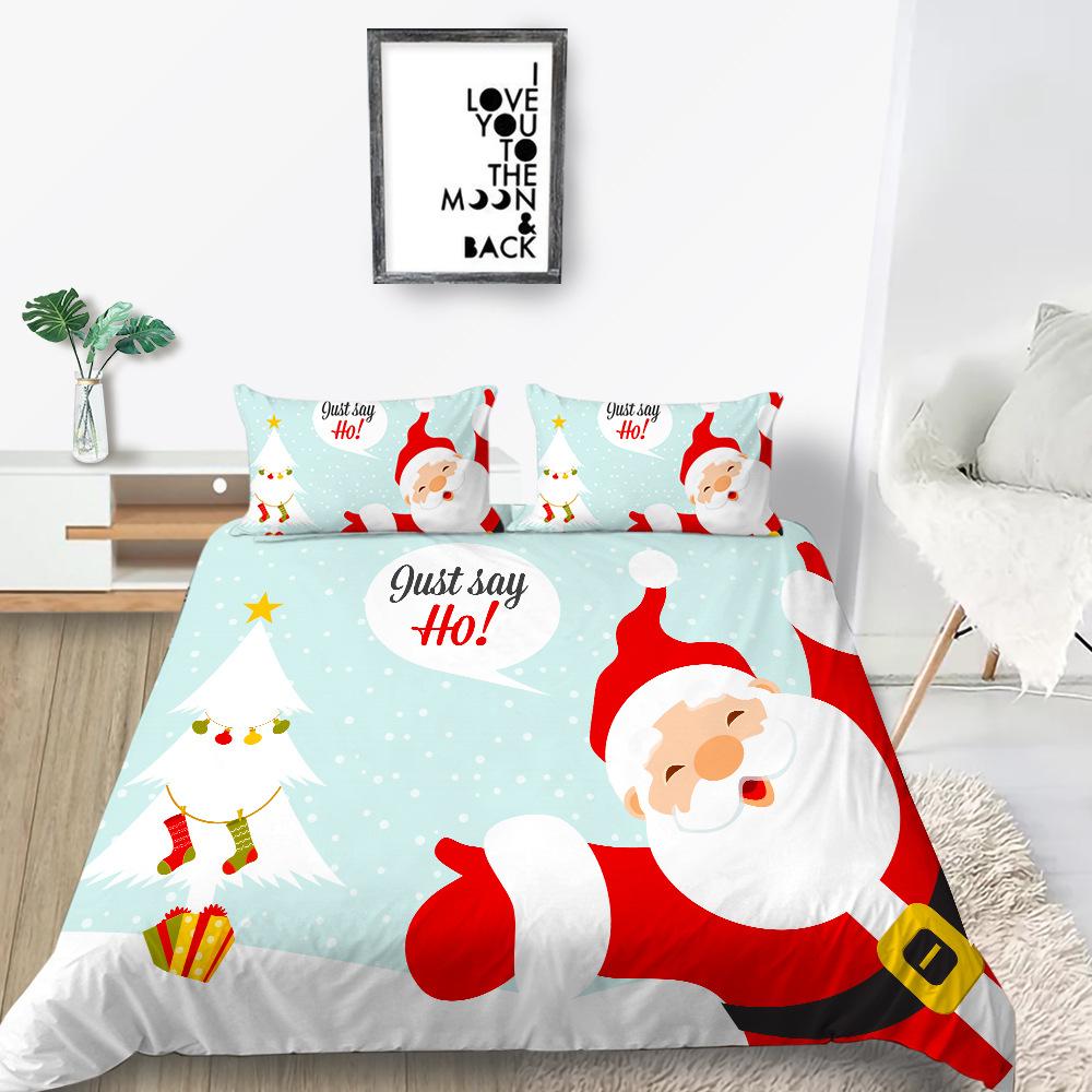 Christmas Gift Quilt Cover Pillowcase Two Or Three Piece Set 3D Digital Printing Polyester