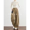 FAESSLIN Women's Khaki Corduroy Wide-Leg Trousers