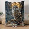 1pc Moonlit Owl Moon Blanket Cozy Home Decor, Sofa Throw, Outdoor Blanket .W079