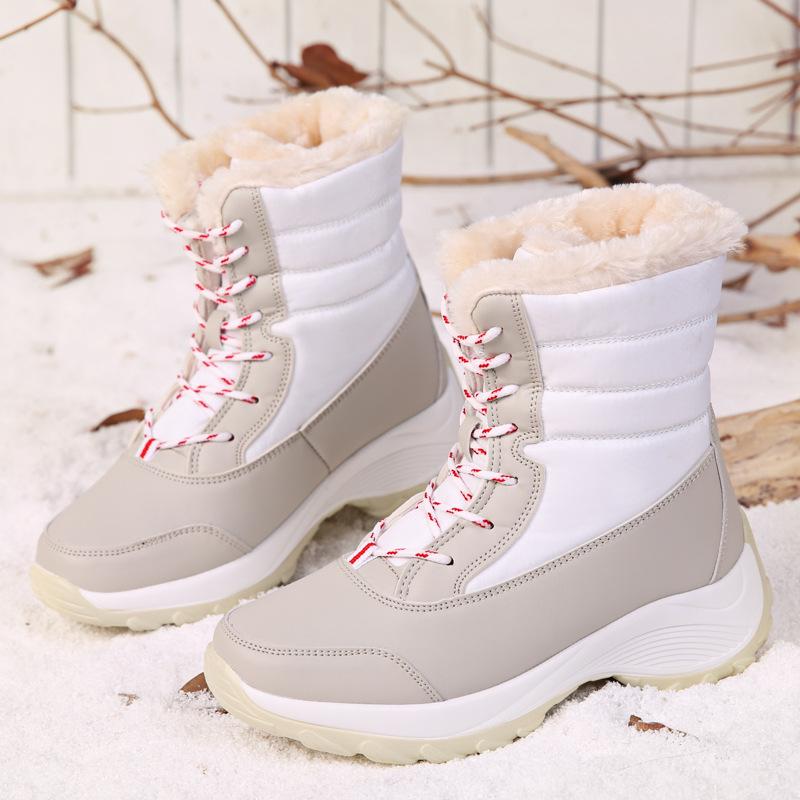 2025 Warm Thickened Mid-Calf Snow Boots with Velvet Lining, Large Size 42