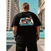 European Sizes Men's Vintage 80s 90s Retro Music Tee - Heavyweight Black T-Shirt with Back Print - Turntable Graphic Shirt for DJs
