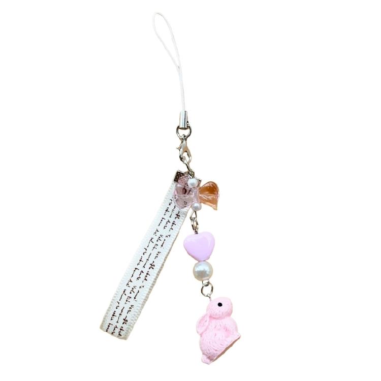 

Decorative Strawberry Rabbits Phone Lanyard Charm Sturdy Acrylic Alloy Materials Crafted for Elegant Styles Enhancement рожевий