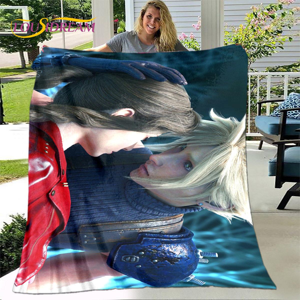 Final Fantasy Game Gamer Weiche Plüschdecke, Flanelldecke, Überwurfdecke für Wohnzimmer, Schlafzimmer, Bett, Sofa, Picknick, Abdeckung für Kinder, warm 75x90cm