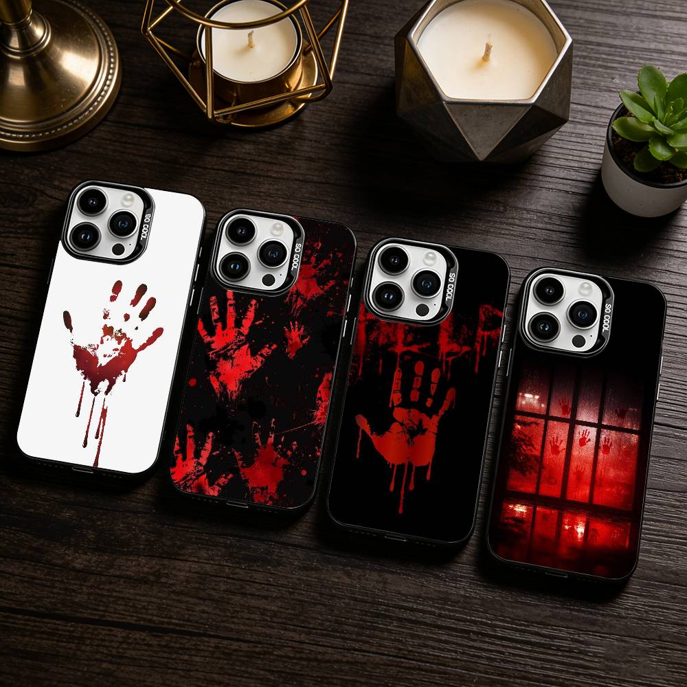 HALLOWEEN BLOODY SPLATTER Phone Case For iPhone 17,16,15,14,13,12,11 Plus,Pro Max,XS,Colored Silver Phone Case
