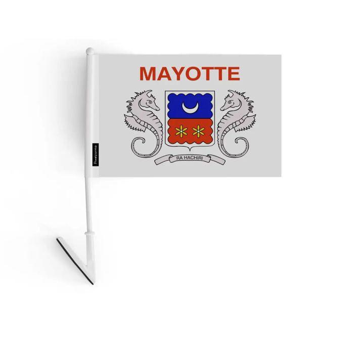 Drapeau adhésif - Mayotte - 14 x 21 cm - Polyester résistant - Léger - Recto/verso