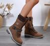 Winter Outdoor Shoes for Women Side Zip Women's Mid-Calf Boots Square Heel Casual Women's Shoes Med Heel Ladies Boots