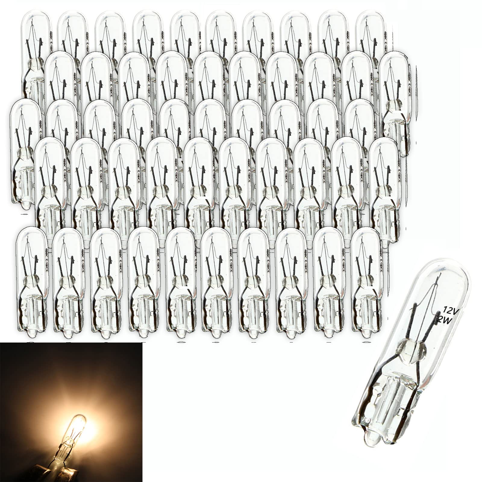 

SODOI 50pcs T5 Stealth Halogen 2W High Intensity Car Meter Ball Valve Wedge