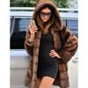 Women's Mid-Length Hooded Faux Fur Coat - Cross-border European & American Style, Mink Fleece Spliced Design, Commuting Wear.