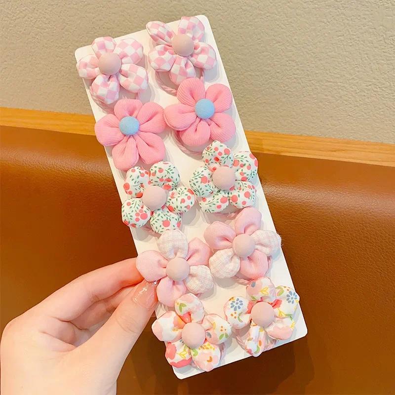 10 Pièces/Ensemble Bébé Fille Couleurs Mignonnes Fleur Élastiques à Cheveux Porte-Queue de Cheval Chilren Chouchous Doux Caoutchouc Accessoires Cheveux Enfants