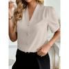 Women's New Summer V-neck Fashion Button Casual Business Short-sleeved Shirt