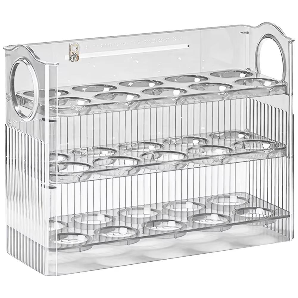 Egg Storage Box Egg Case Holder Large Capacity Egg Tray Organizer Household Space-Saving Eggs Rolling Rack for Refrigerator