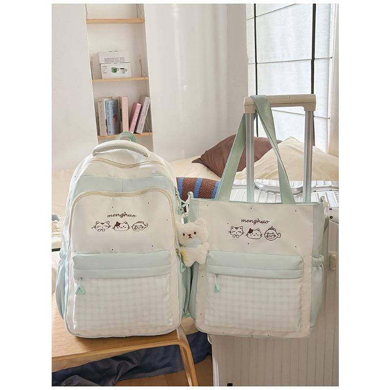 Lightweight and Large-capacity Backpack, New Japanese Ins, High-value, Fresh and Sweet Plaid, Junior High School Schoolbag.