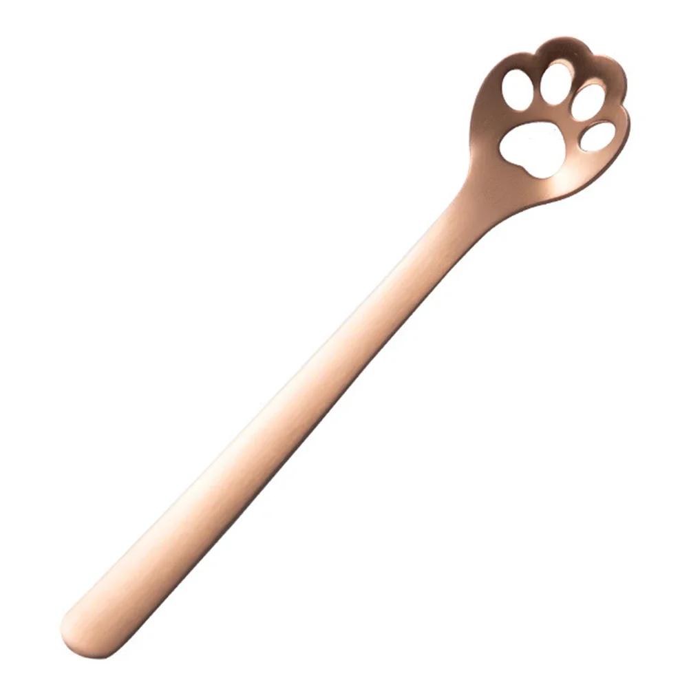 1PC Creative Cute Cat Claw 304 Stainless Steel Spoon Hollow for Ice Cream Coffee Tea Dessert Spoon Kitchen Tableware Accessories